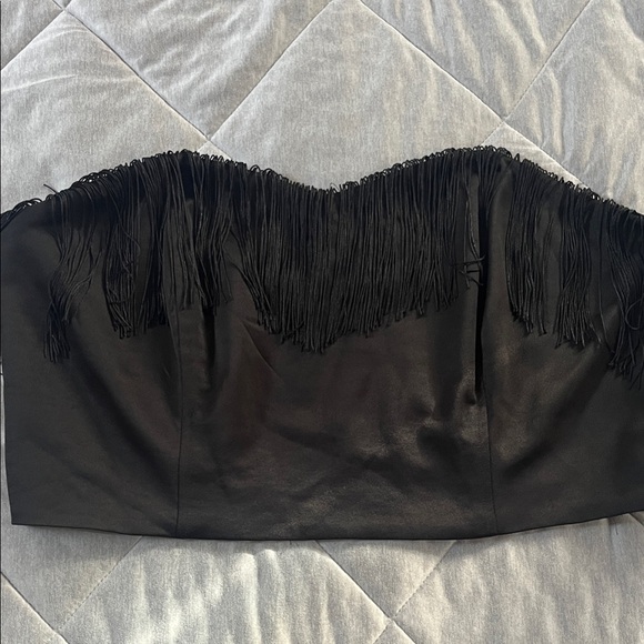 Collectif Vintage Black Fringe Crop Top - Picture 1 of 4